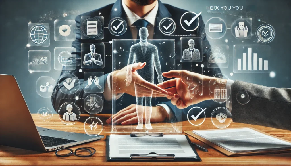 Interacción transparente entre un profesional y un cliente, mostrando comunicación abierta y honesta, con elementos que simbolizan confianza y dedicación.